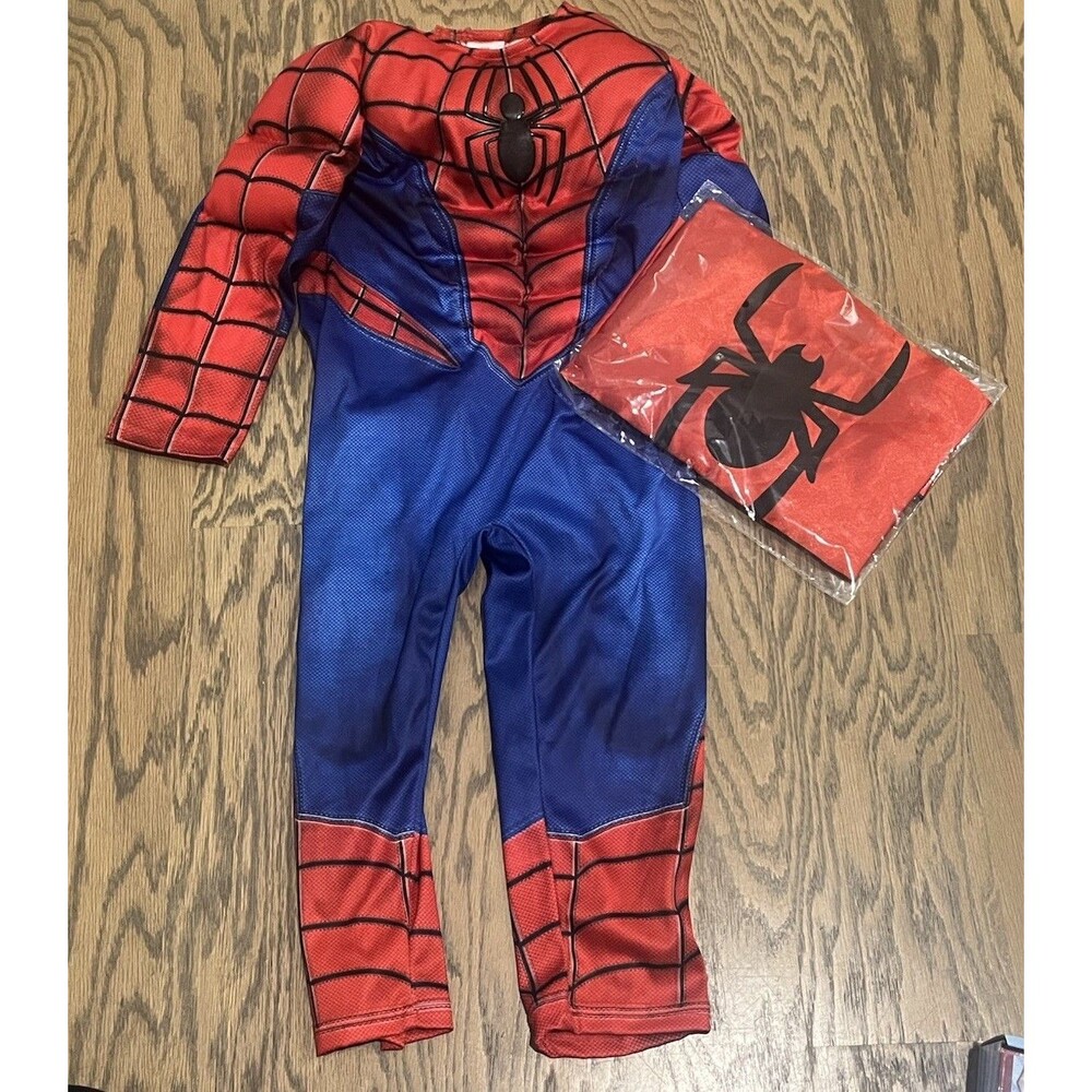 Marvel Kids Boys Spiderman Jumpsuit Costume 2T-3T With Cape